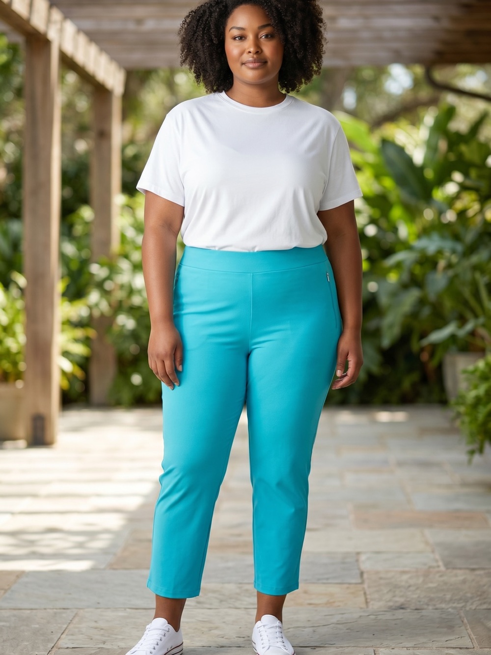Chico's Turquoise Cropped Silky Ankle Pants